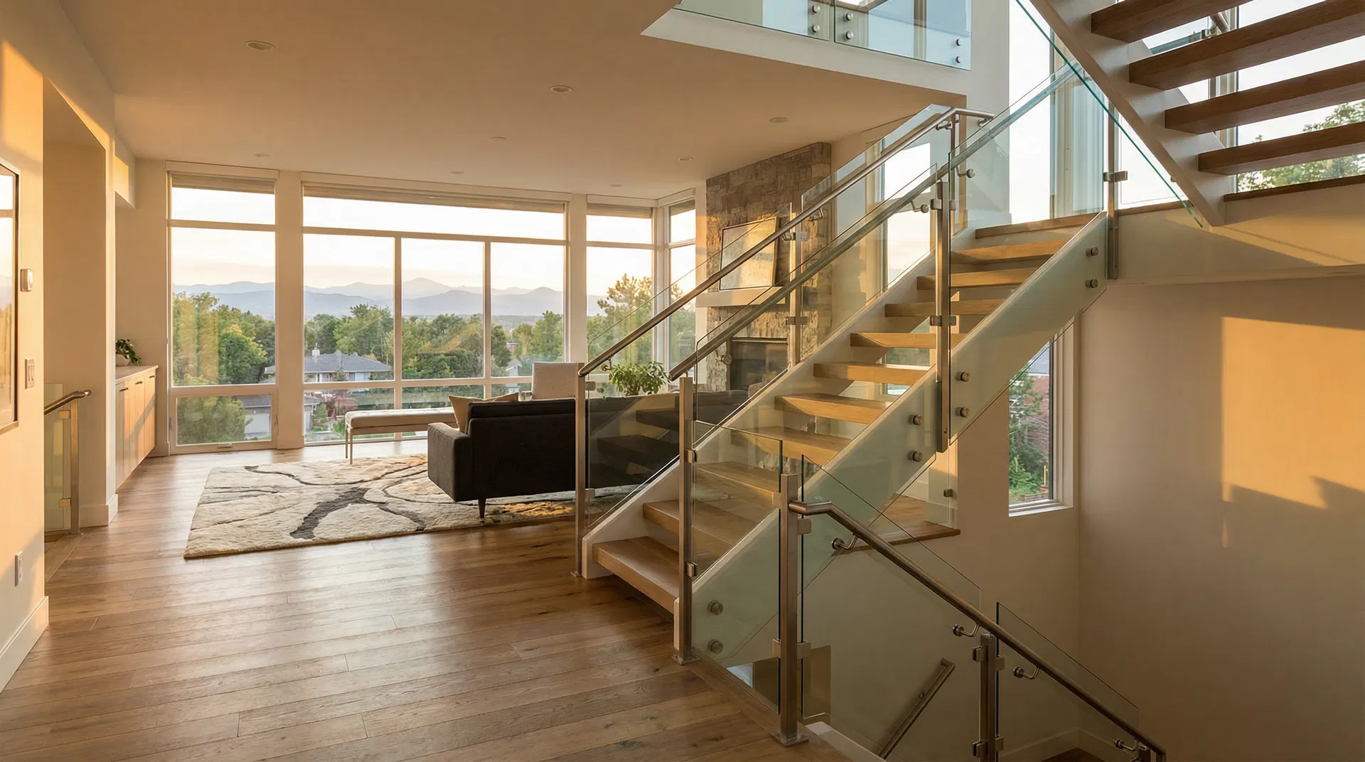 Custom Glass Stair Railing — Residential